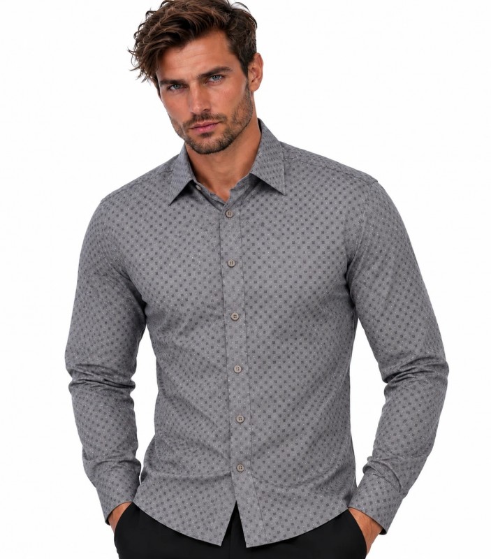                             NM h.u slim fit elasztikus ing - Szürke pöttyös Mintás ing